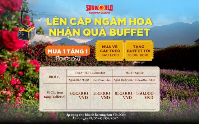 Sun World Fansipan Legend tung ưu đãi cáp treo và buffet tối chỉ từ 800k, dành riêng cho du khách Việt