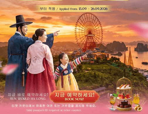 Happy Chuseok 2026: Du khách Hàn Quốc nhận ưu đãi vé cáp treo Sun World Ha Long chỉ 380.000 đồng