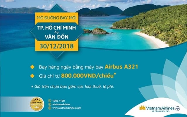 VIETNAM AIRLINES MỞ ĐƯỜNG BAY VÂN ĐỒN - TP HỒ CHÍ MINH VÀO THÁNG 12 NÀY